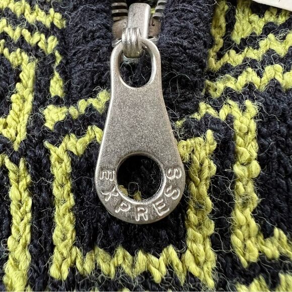 Vintage Express Tricot 90’s Quarter Zip Chevron Black Green Sweater NWT - Picture 5 of 15